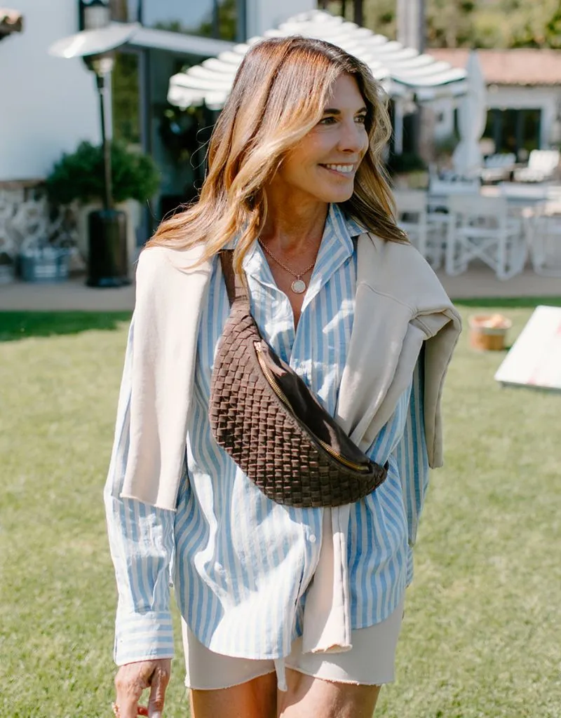 KJC Haydn Woven Suede Crossbody Bag In Chocolate