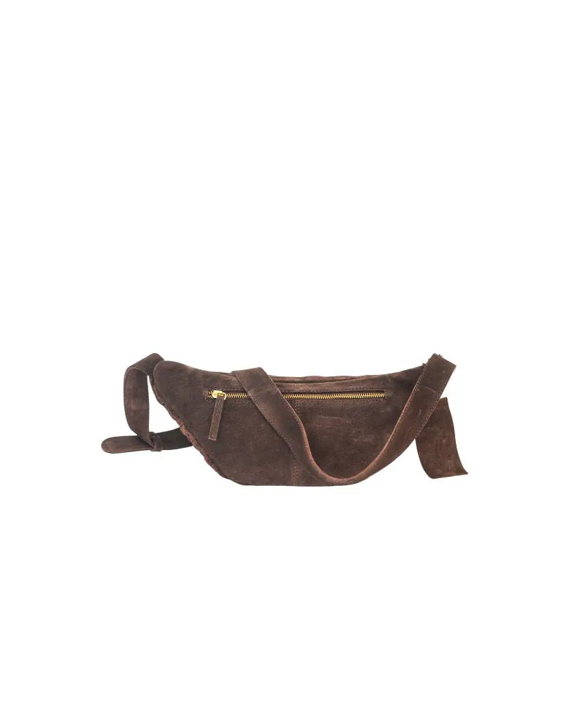 KJC Haydn Woven Suede Crossbody Bag In Chocolate
