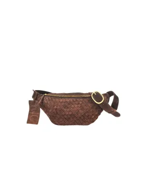 KJC Haydn Woven Suede Crossbody Bag In Chocolate