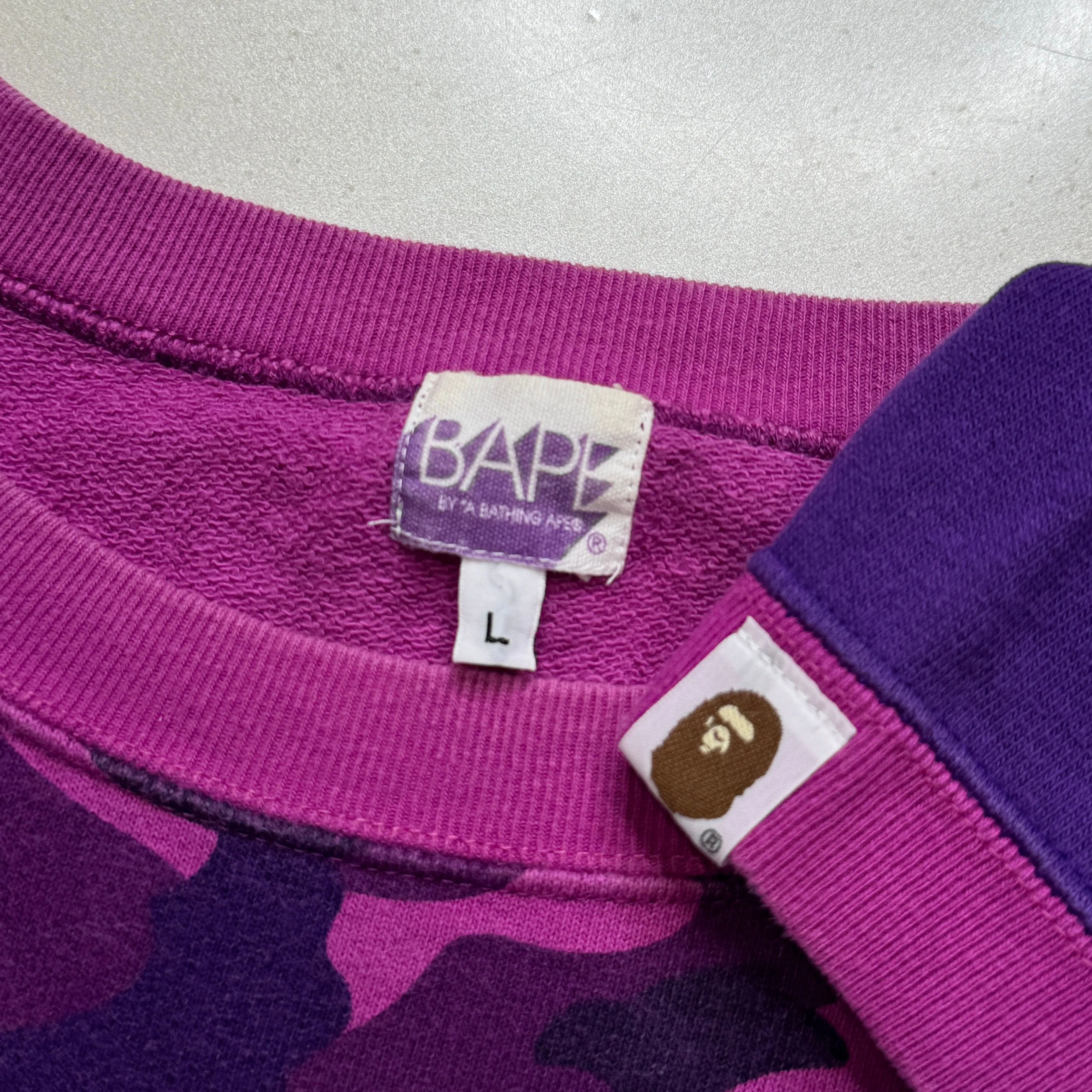 [L] OG Purple Camo College S/S Crewneck