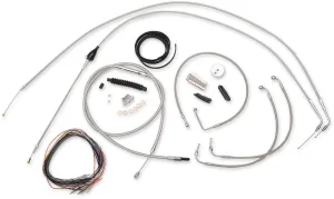 LA Choppers LA-8006KT2B-19 Complete Handlebar Cable/Brake & Clutch Line/Wire Kit - Stainless Braided