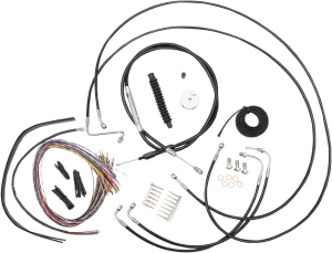 LA Choppers LA-8051KT2-16B Complete Handlebar Cable and Brake Line Kit - Black Vinyl/Stainless