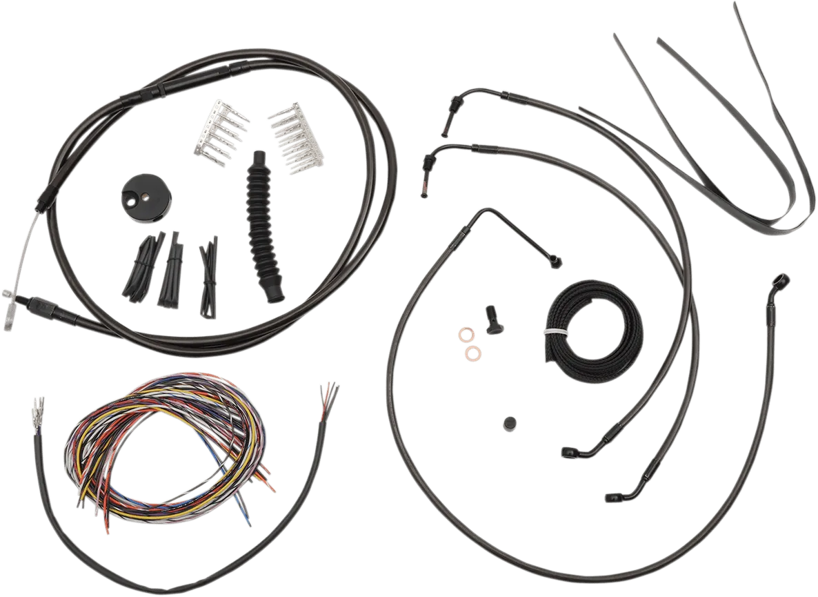 LA Choppers LA-8052KT2-19M Complete Handlebar Cable and Brake Line Kit - Midnight