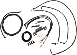 LA Choppers LA-8055KT2-16M Complete Handlebar Cable/Brake & Clutch Line/Wire Kit - Black Vinyl/Stainless