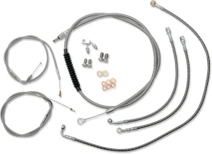 LA Choppers LA-8122KT-19 Standard Handlebar Cable/Brake & Clutch Line/Wire Kit - Stainless Braided