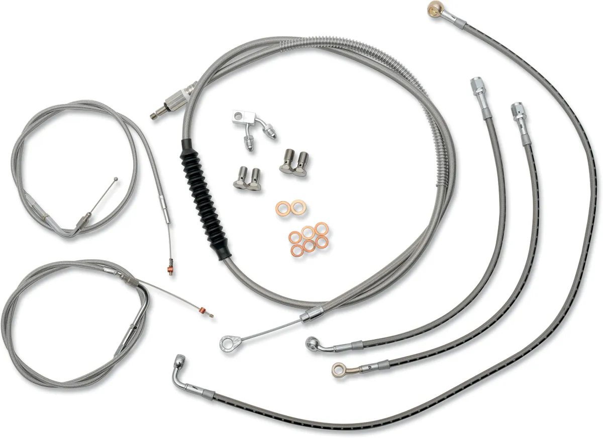 LA Choppers LA-8122KT-19 Standard Handlebar Cable/Brake & Clutch Line/Wire Kit - Stainless Braided
