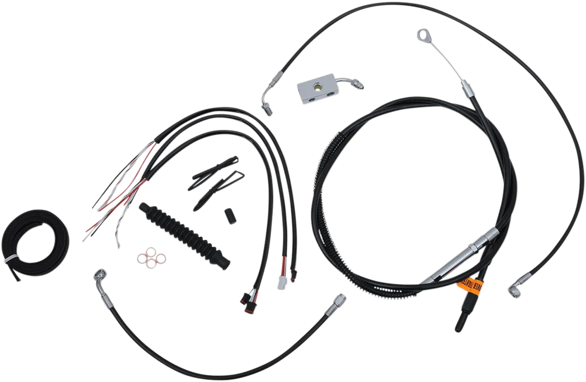 LA Choppers LA-8152KT2-13B Complete Handlebar Cable and Brake Line Kit - Black Vinyl/Stainless