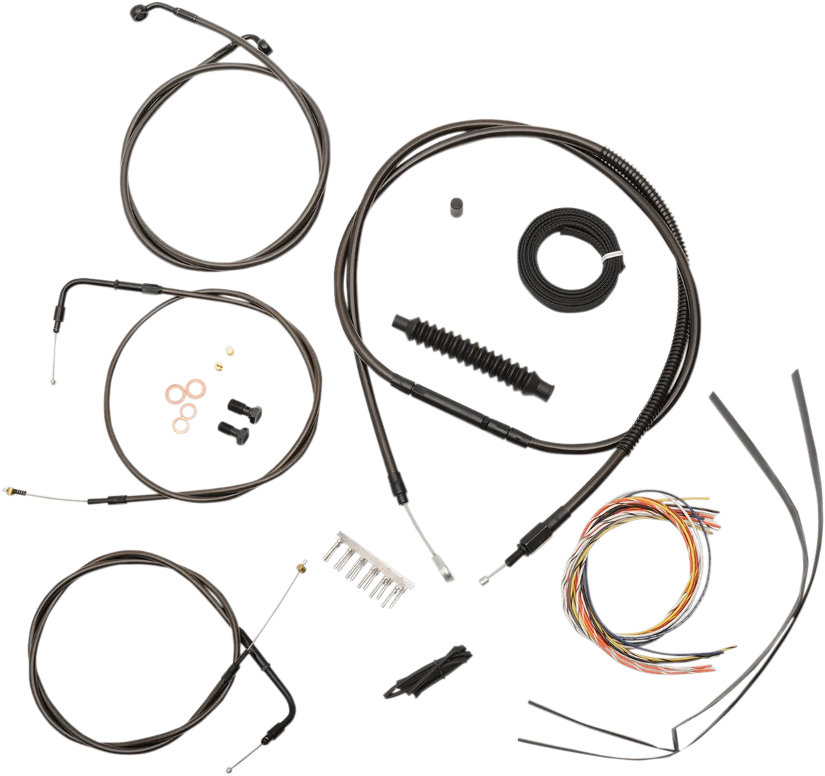 LA Choppers LA-8210KT2A-19M Complete Handlebar Cable and Brake Line Kit - Midnight