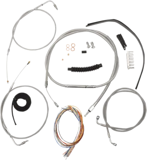 LA Choppers LA-8210KT2B-16 Complete Handlebar Cable/Brake & Clutch Line/Wire Kit - Stainless Braided