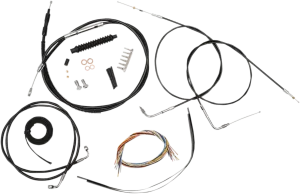 LA Choppers LA-8300KT2-16B Complete Handlebar Cable and Brake Line Kit - Black Vinyl/Stainless