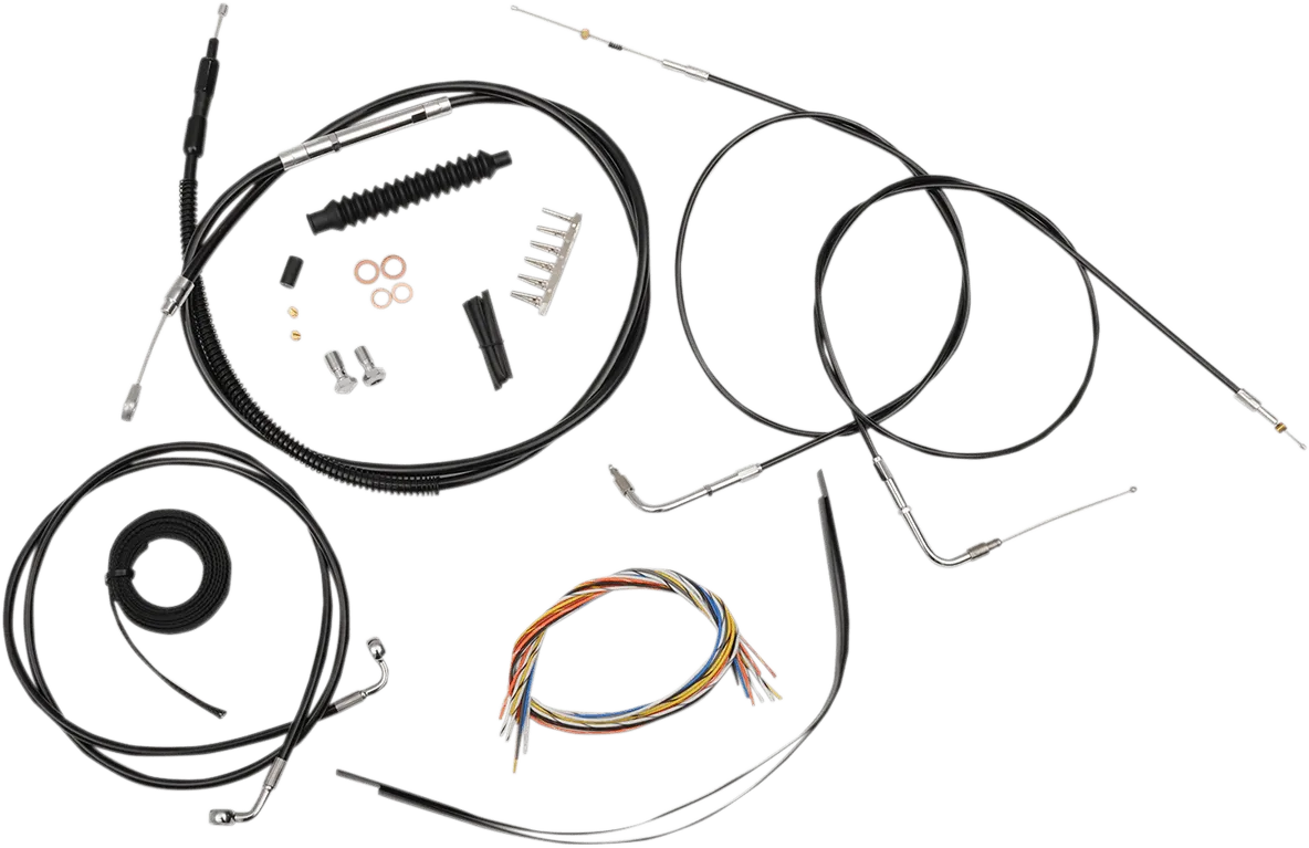 LA Choppers LA-8300KT2-16B Complete Handlebar Cable and Brake Line Kit - Black Vinyl/Stainless