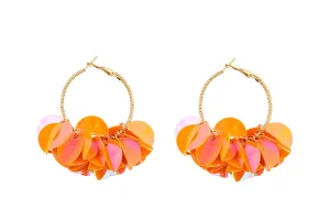 Ladies Fashion  Multiple Sequin  Dangling Earrings: Orange
