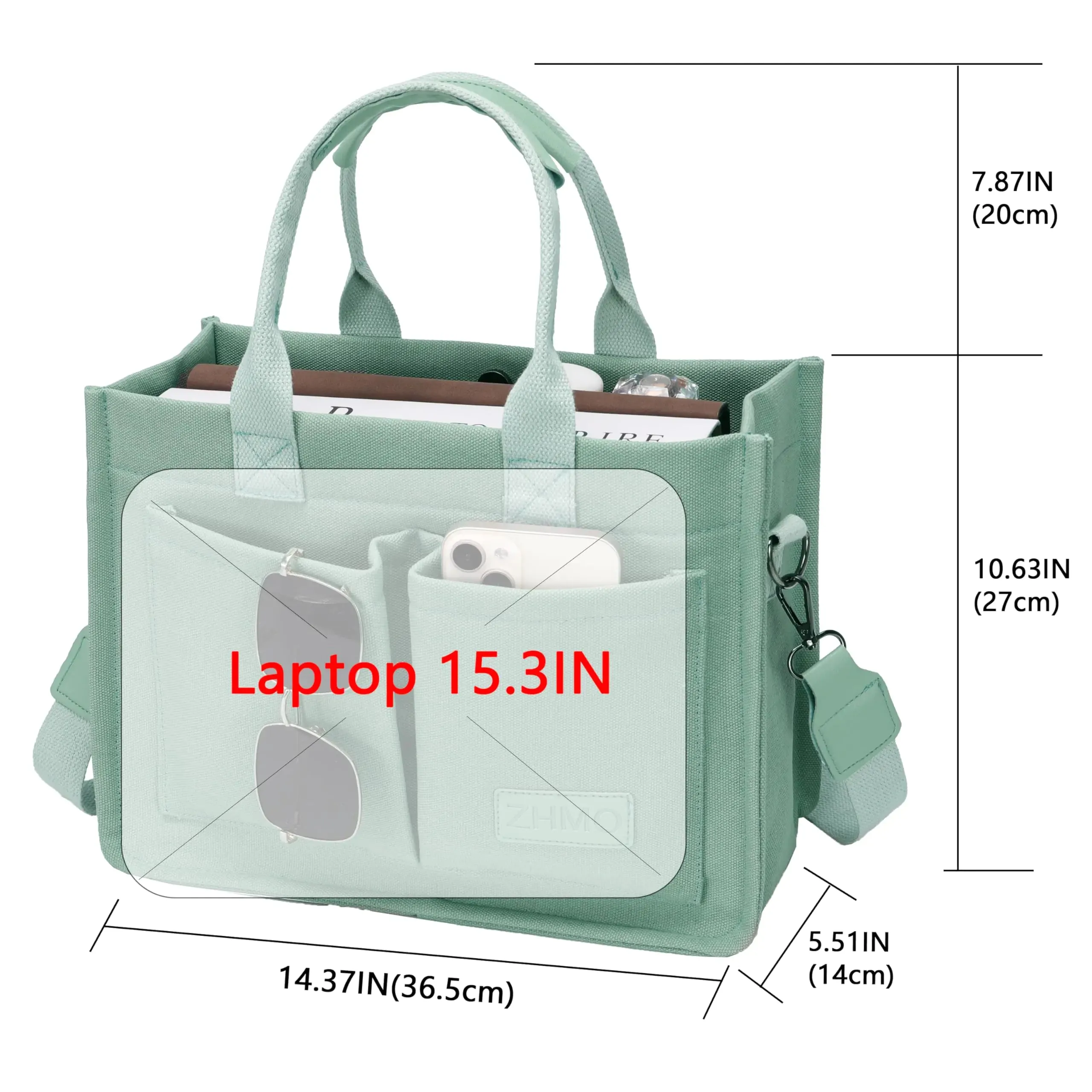 Large Canvas Tote Bag With Pockets For Women - Versatile Handbag For Work, Gym, And Beach