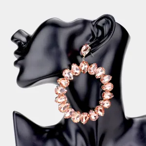 Large Peach Teardrop Round Pageant Earrings  | 471794