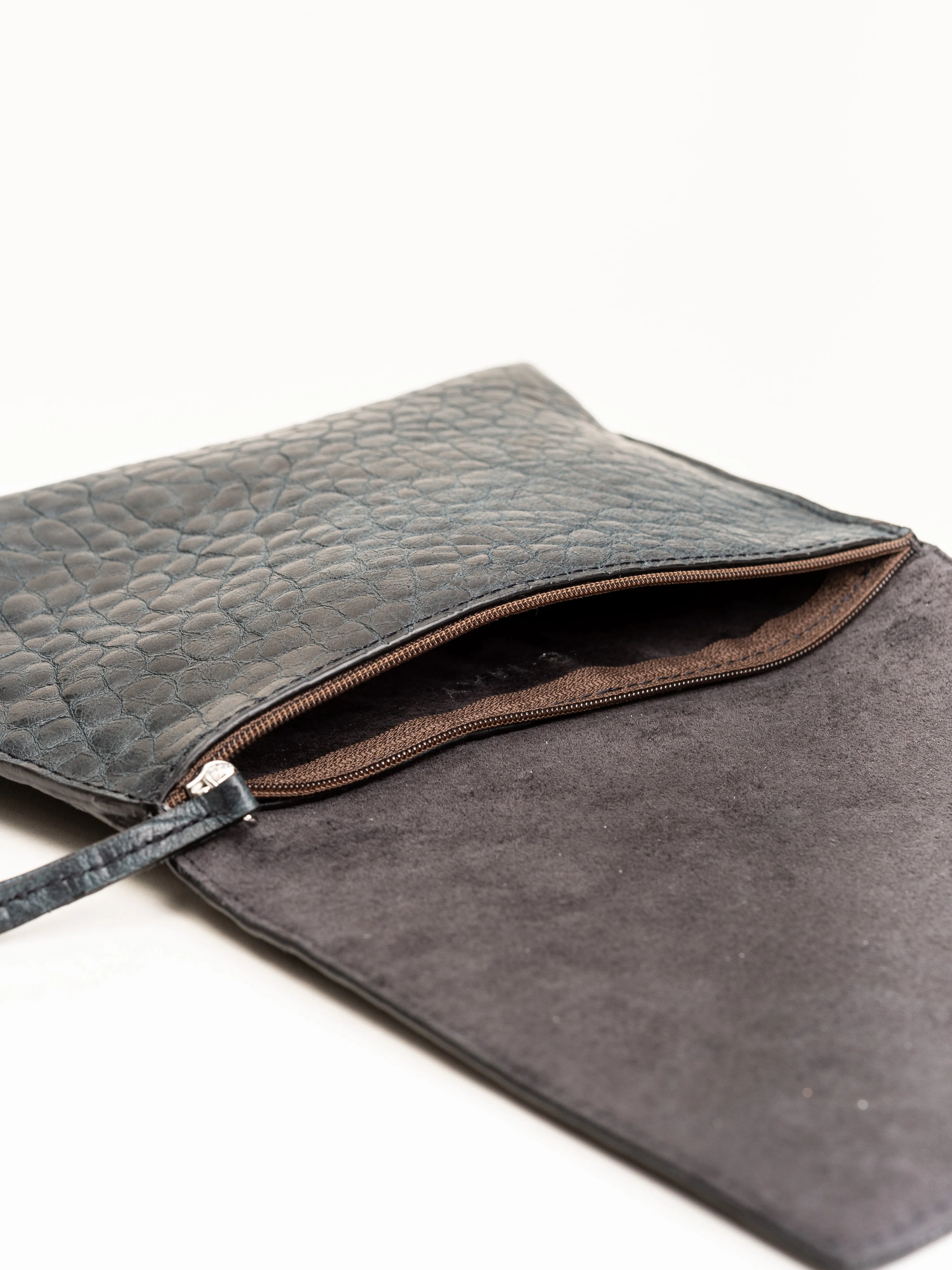 large puckered tote - blue sheepskin