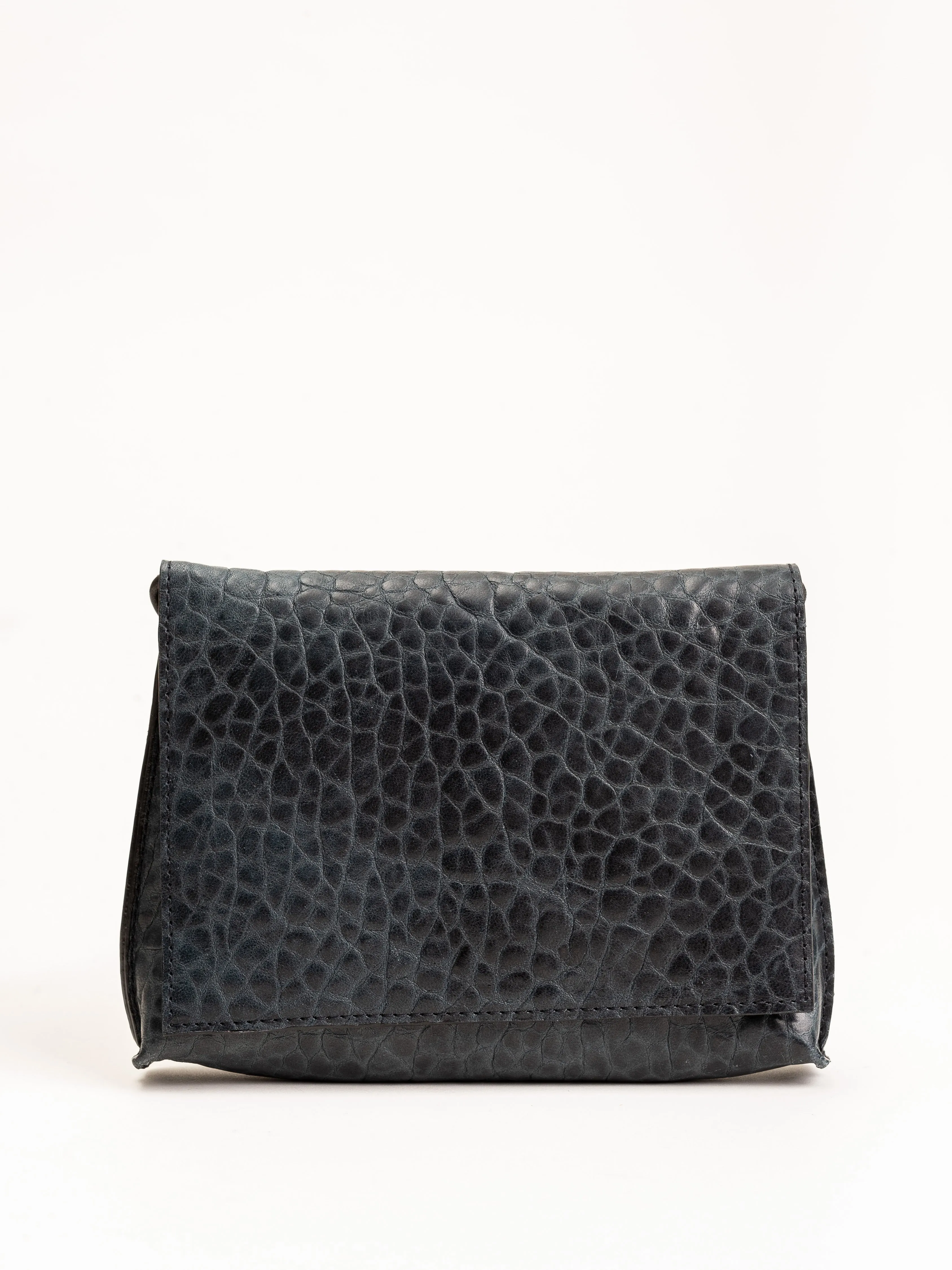 large puckered tote - blue sheepskin