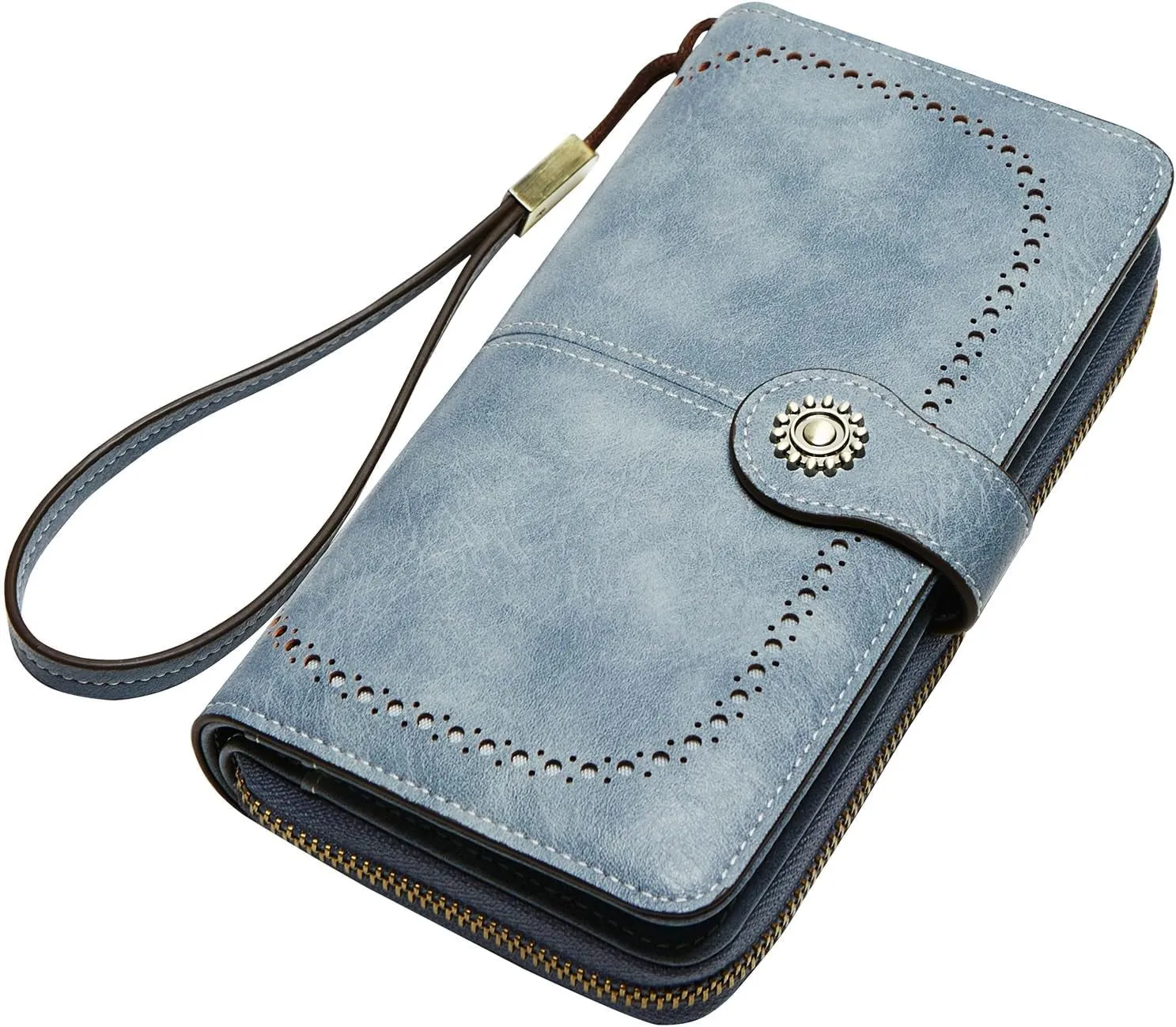 Leather Clutch Wallet for Women with Wristlet