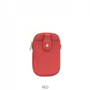 Leather Front Pocket Phone Pouch Crossbody bag in Red