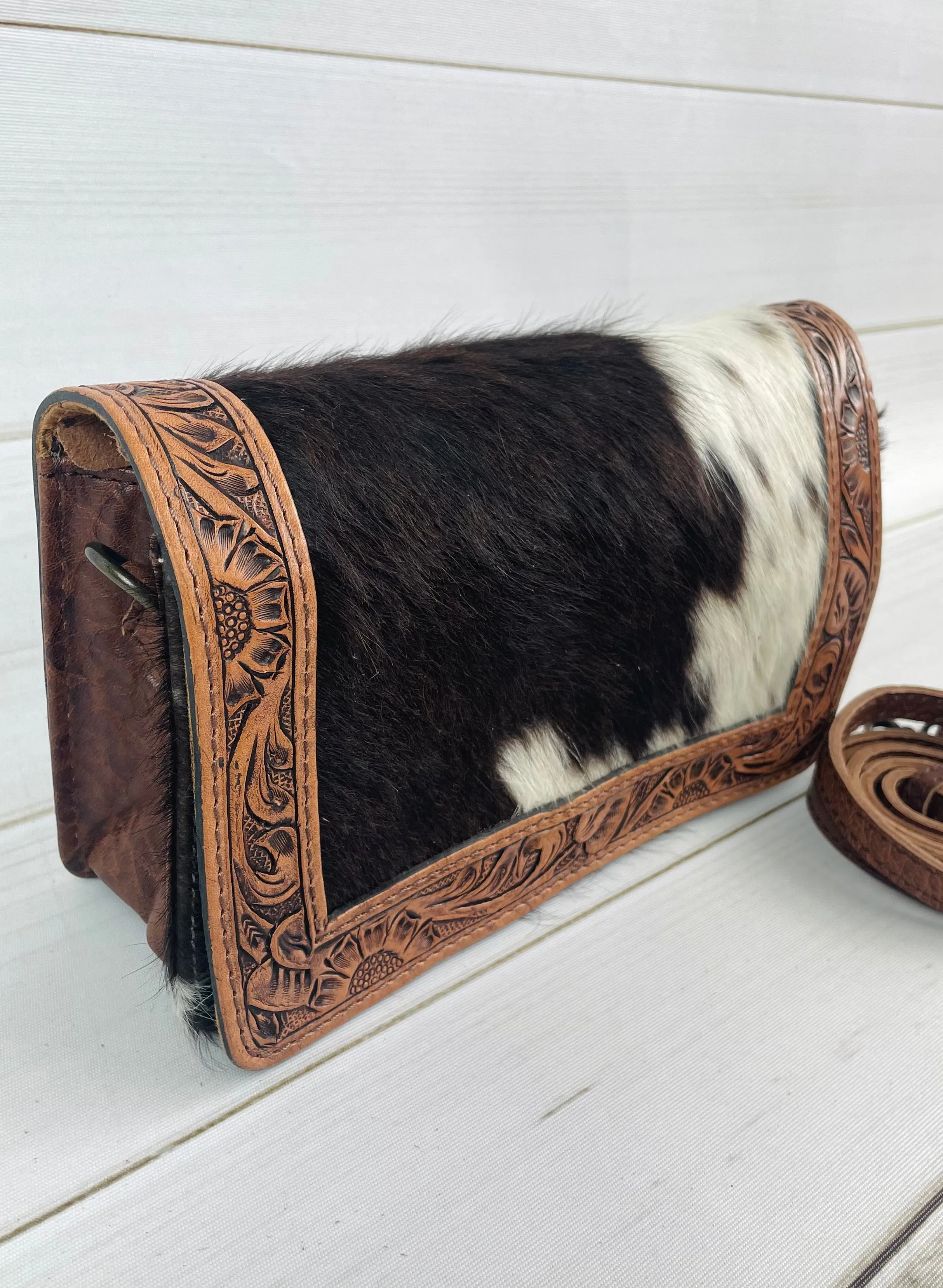 Leather Hide Clutch and Crossbody Bag