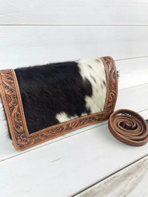 Leather Hide Clutch and Crossbody Bag
