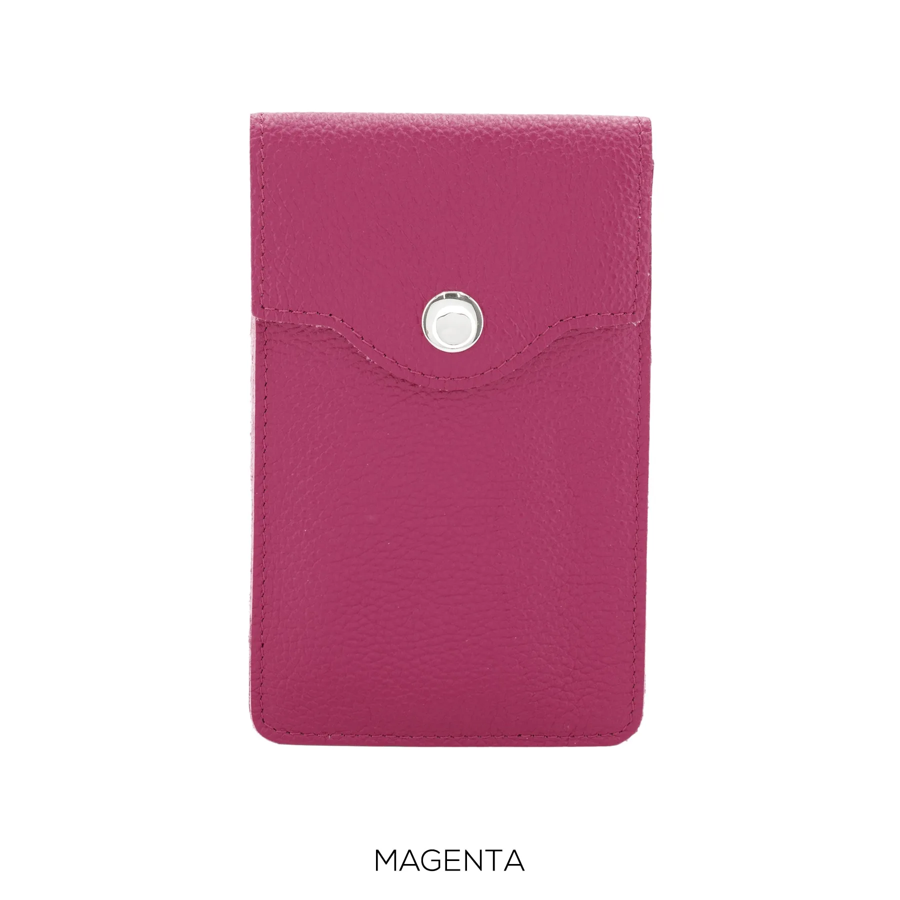 Leather Phone Button Crossbody Bag in Magenta