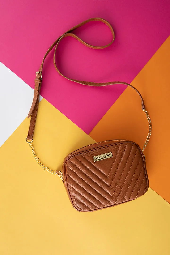 Leigh - (Leather) Camel & Gold