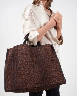 leon l tote - leopard natural