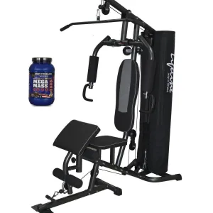 Lifeline Home Gym 005 Deluxe Bundles with Weider Mega Mass 4000 2.3 kg (Smooth Chocolate)