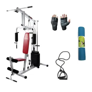 Lifeline Home Gym Machine 002 For Workout At Home Bundles With Resistance Band, Gym Gloves and Yoga Mat  || Available on EMI