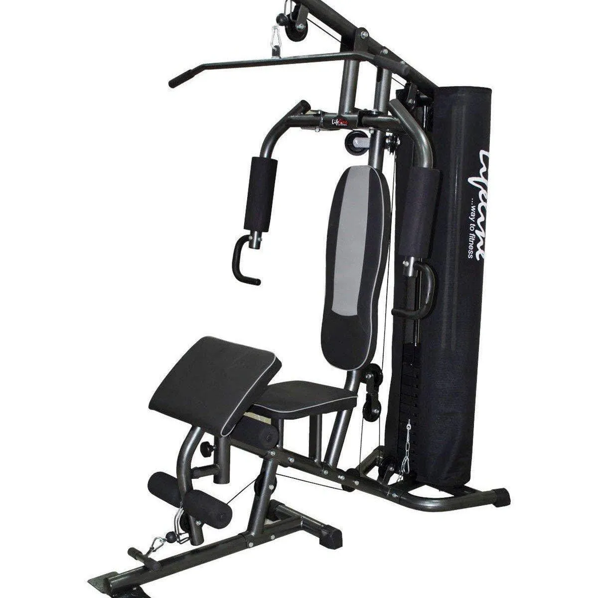 Lifeline Home Gym Station Deluxe 005 For Workout At Home Bundles With Resistance Band, Skipping Rope, Yoga Mat and Exercise Curve Bench 5501A || Available on EMI
