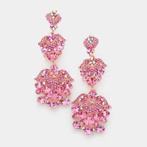 Light Rose Crystal Dangle Earrings | Lauren | 549534