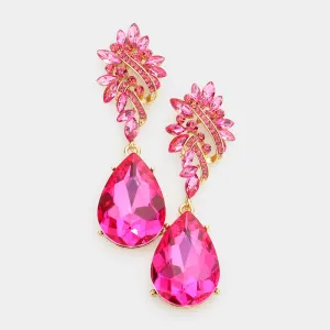 Light Rose Crystal Teardrop Rhinestone Pageant Earrings | Homecoming Jewelry | 577724