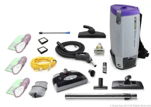 Loaded ProTeam Super Coach Pro 10 QT Commercial Backpack Vacuum Cleaner With Power head