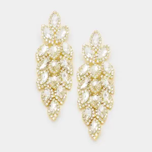 Long Crystal Marquise Earrings on Gold | 347043