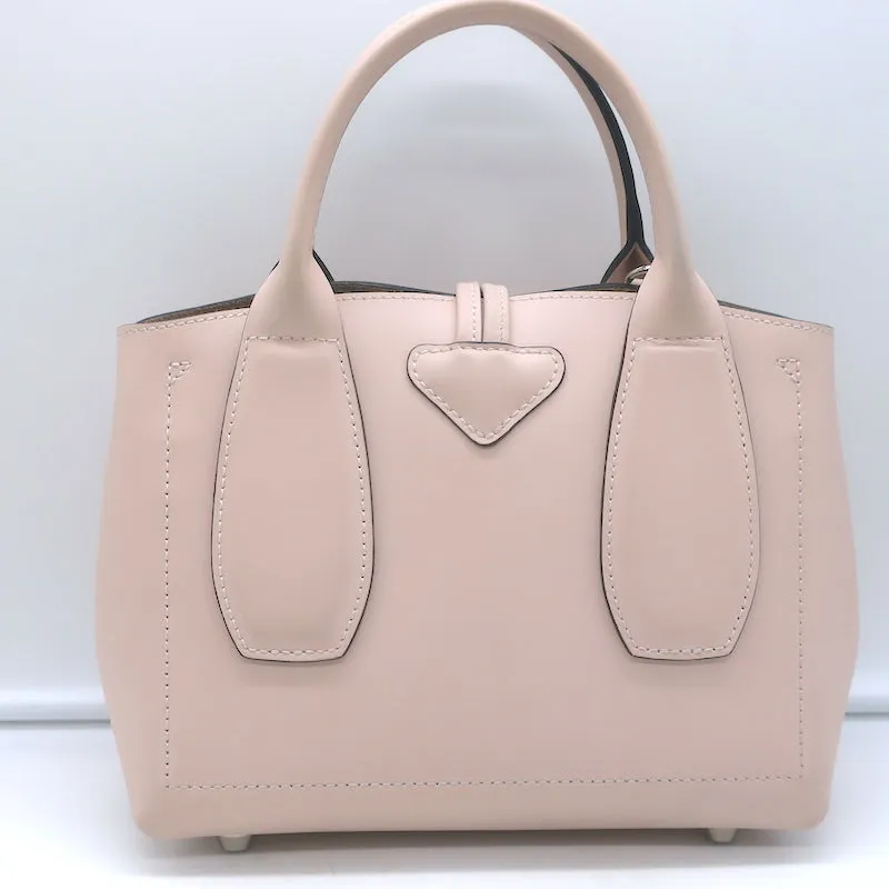 Longchamp Roseau Small Crossbody Tote Bag Light Pink Leather