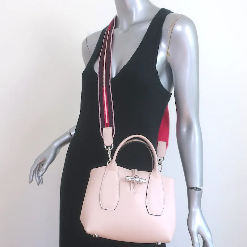 Longchamp Roseau Small Crossbody Tote Bag Light Pink Leather