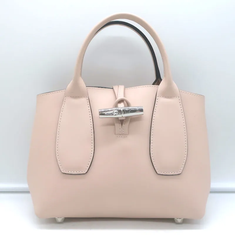 Longchamp Roseau Small Crossbody Tote Bag Light Pink Leather