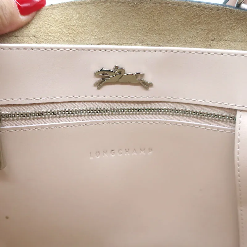 Longchamp Roseau Small Crossbody Tote Bag Light Pink Leather