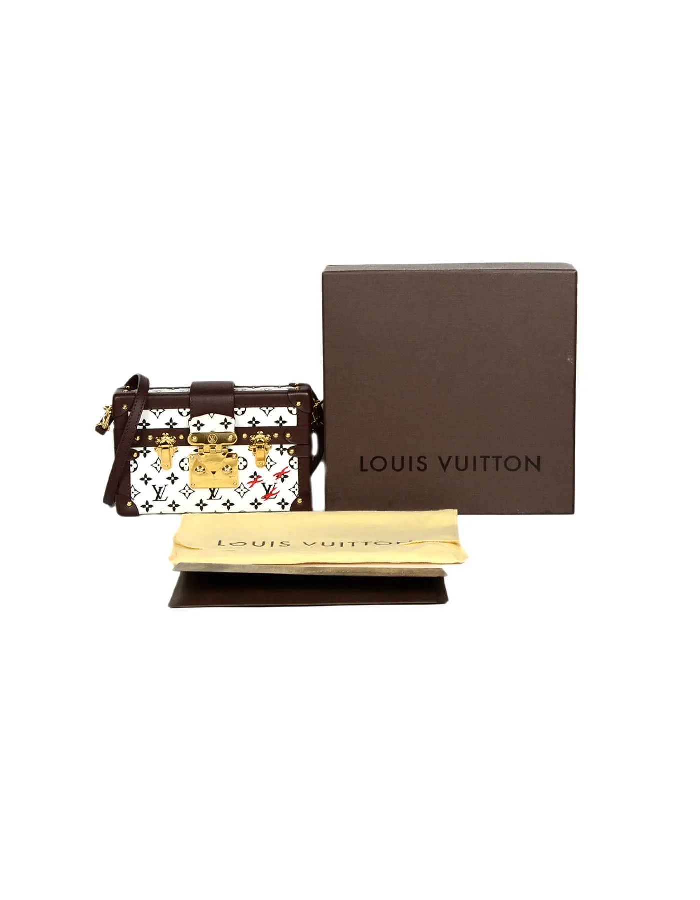 Louis Vuitton Black/White Monogram Petite Malle Trunk Crossbody Bag