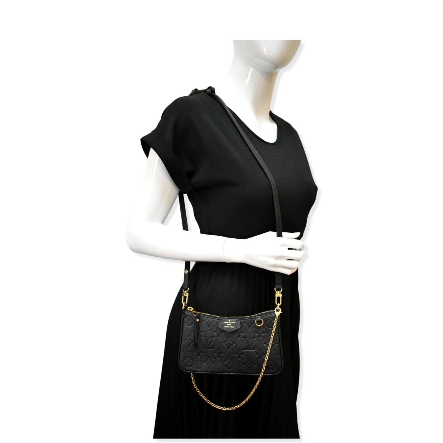 LOUIS VUITTON Easy Pouch on Strap Monogram Empreinte Shoulder Bag Black