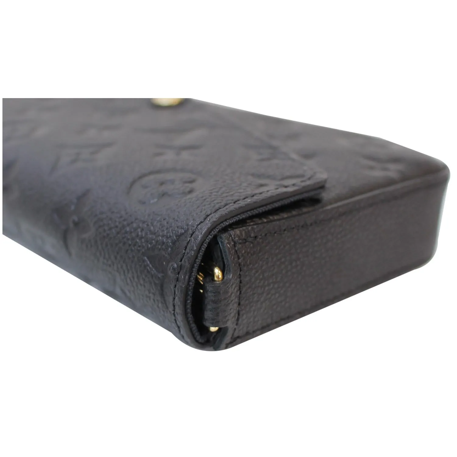 LOUIS VUITTON Pochette Felicie Empreinte Leather Crossbody Bag Black