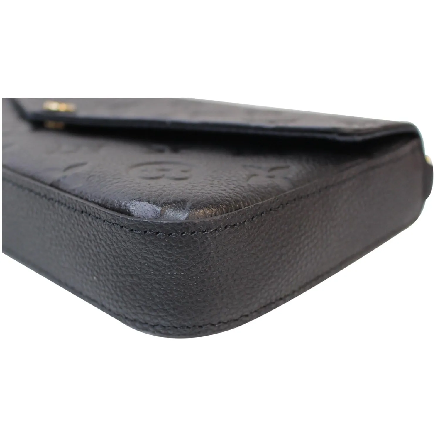 LOUIS VUITTON Pochette Felicie Empreinte Leather Crossbody Bag Black