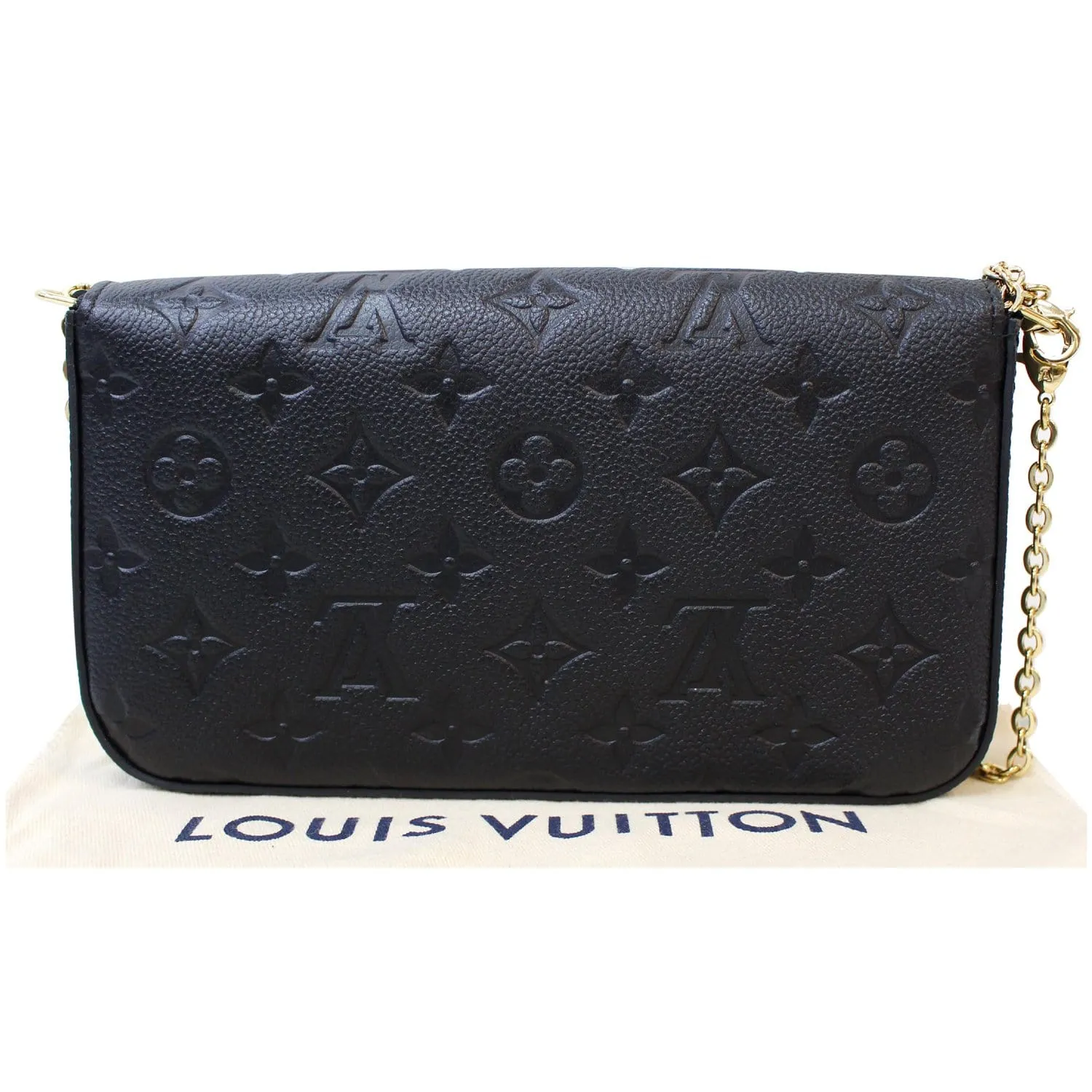 LOUIS VUITTON Pochette Felicie Empreinte Leather Crossbody Bag Black