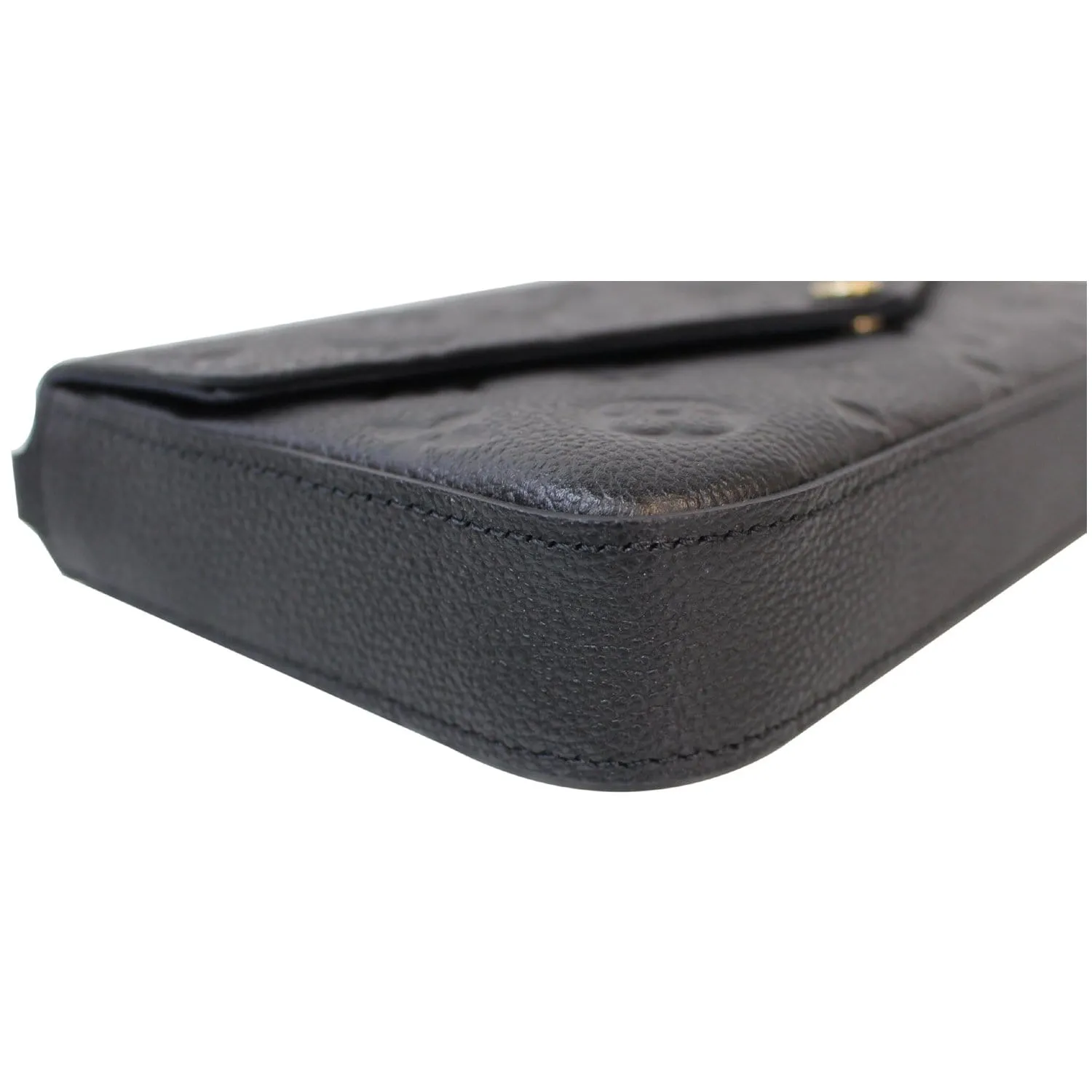 LOUIS VUITTON Pochette Felicie Empreinte Leather Crossbody Bag Black