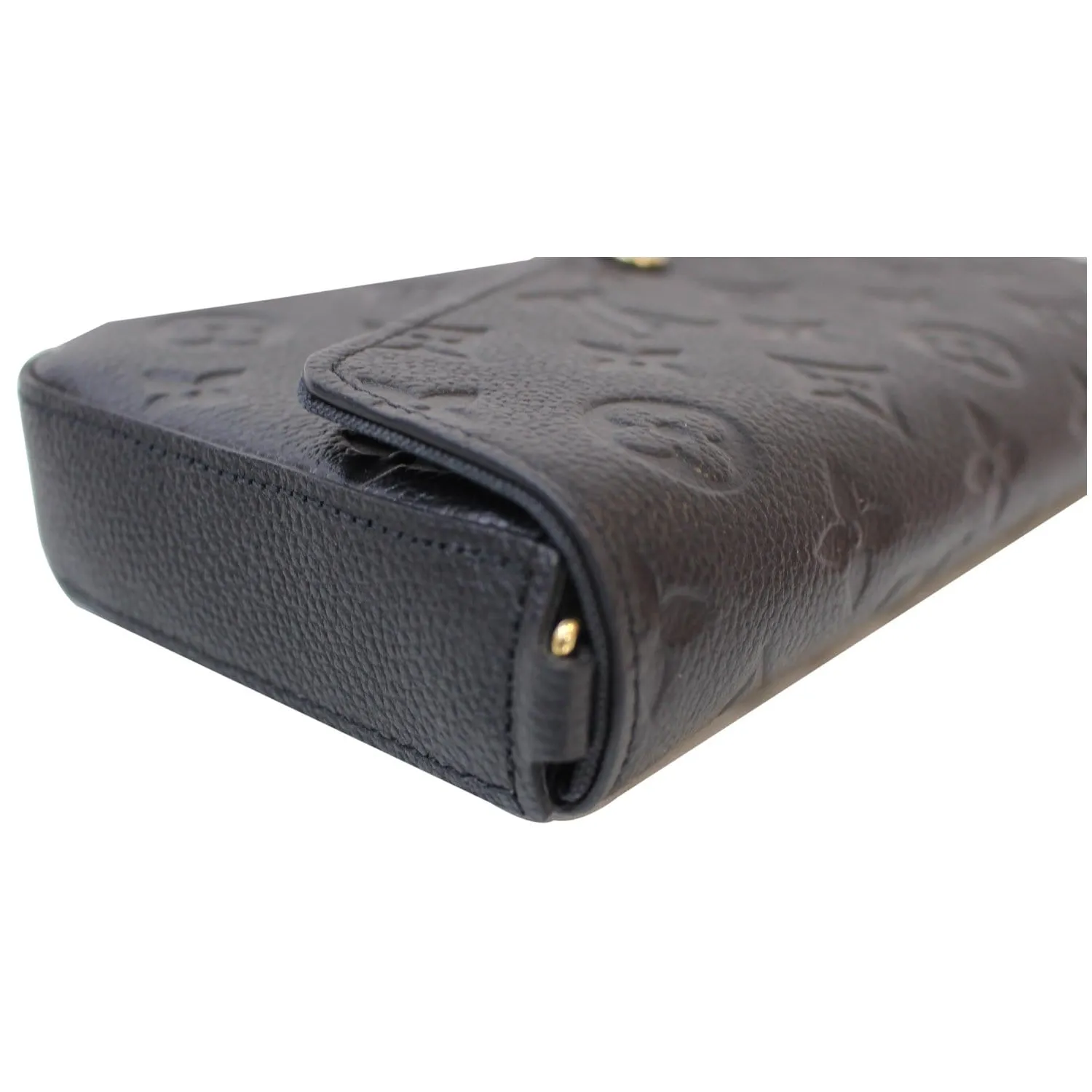 LOUIS VUITTON Pochette Felicie Empreinte Leather Crossbody Bag Black