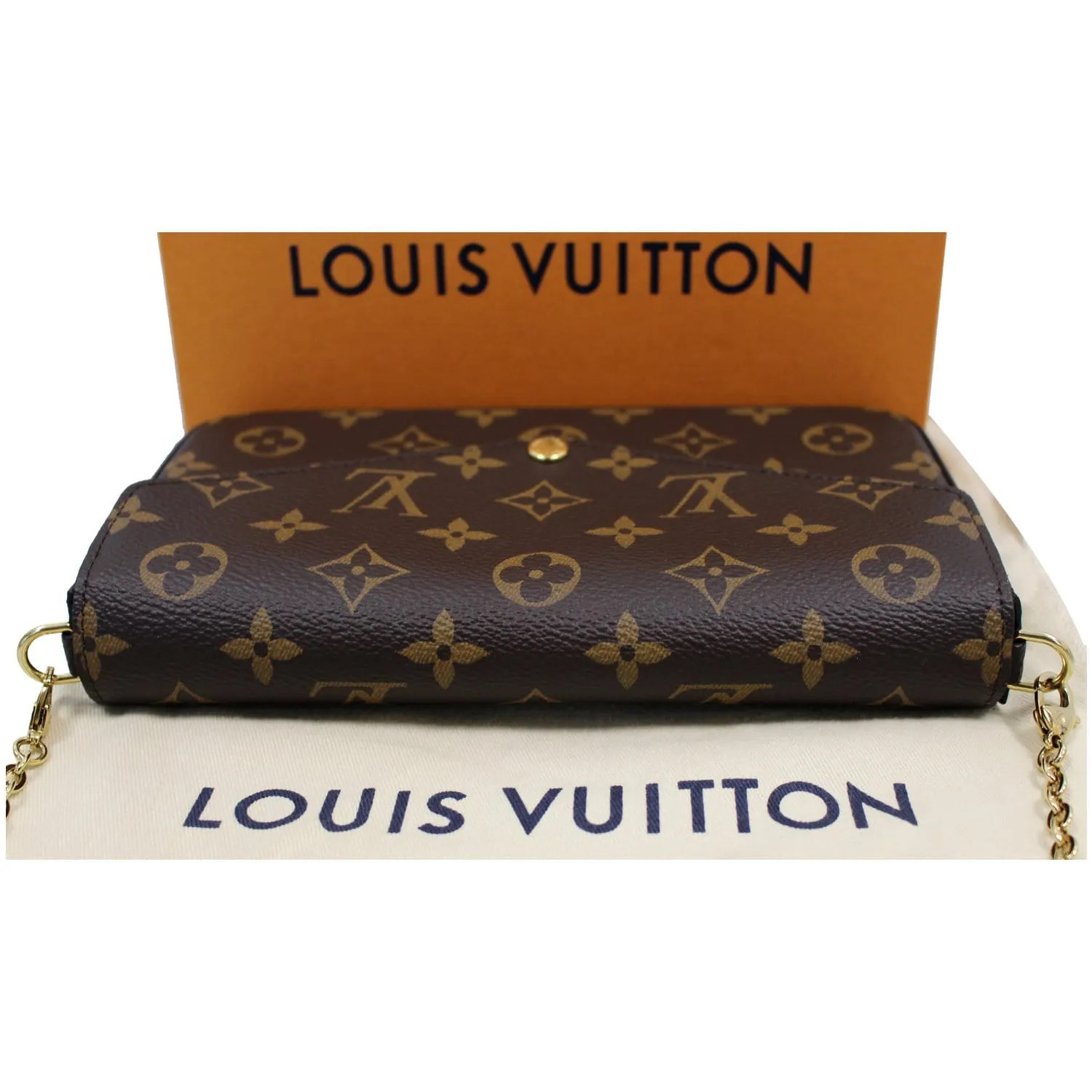LOUIS VUITTON Pochette Felicie Monogram Canvas Crossbody Bag Brown
