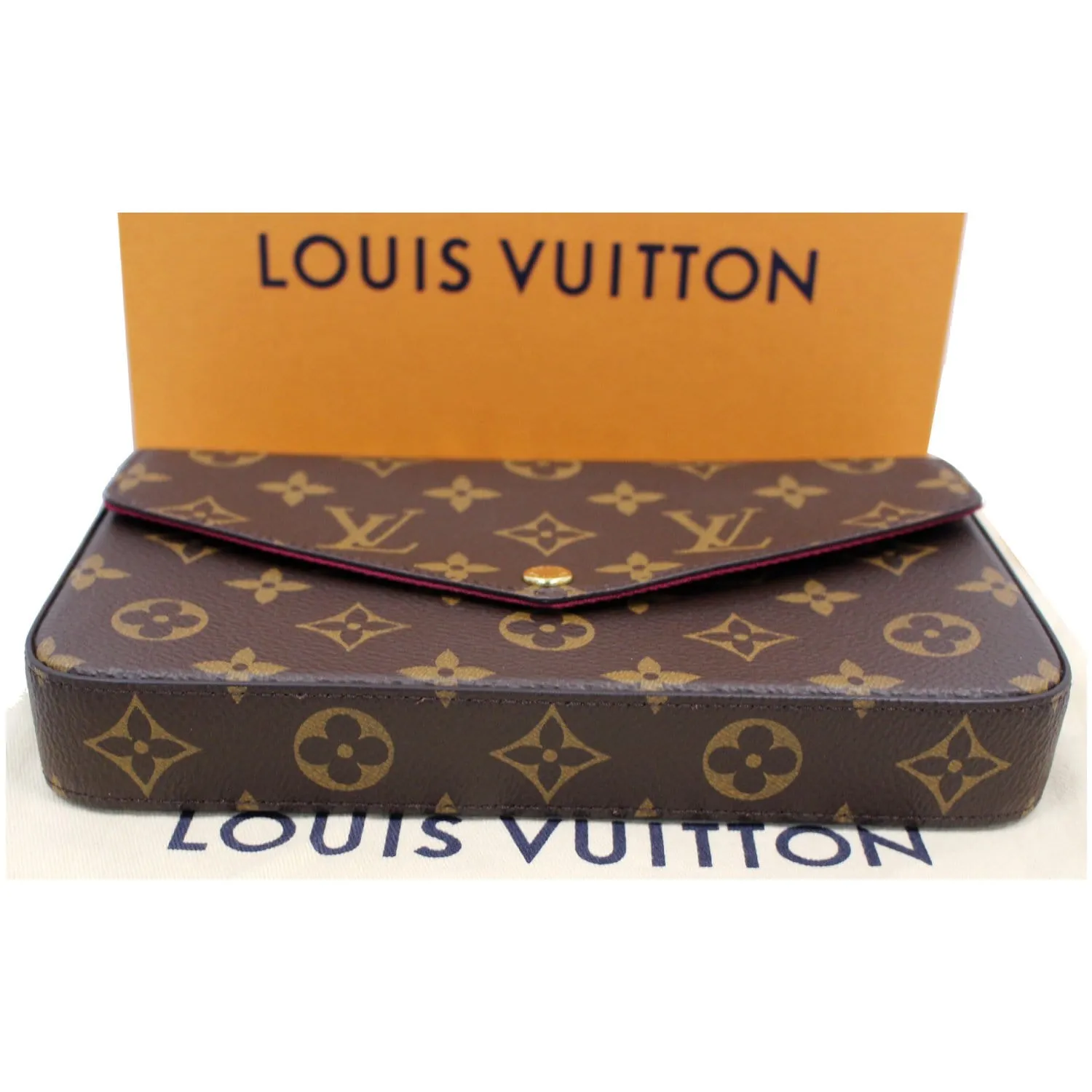 LOUIS VUITTON Pochette Felicie Monogram Canvas Crossbody Bag Brown
