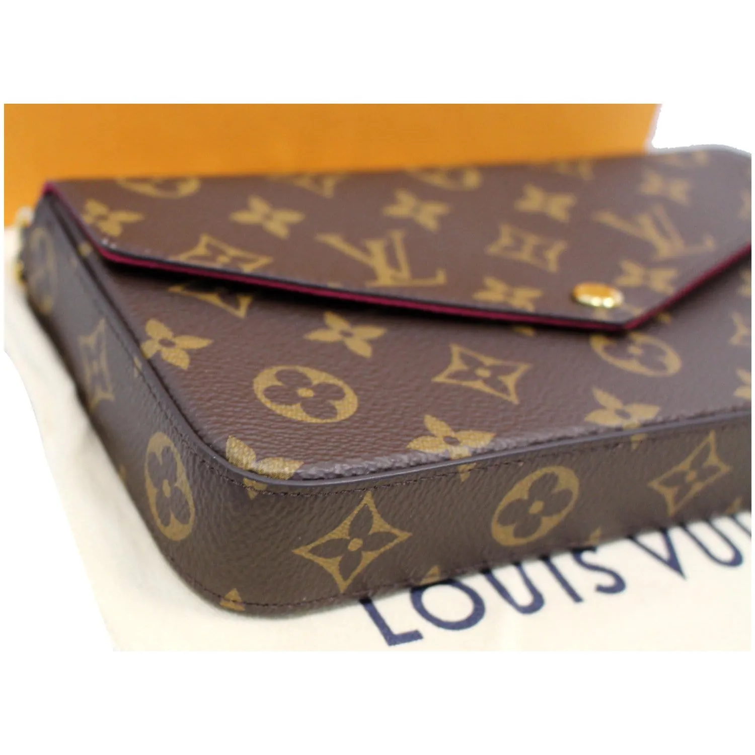 LOUIS VUITTON Pochette Felicie Monogram Canvas Crossbody Bag Brown