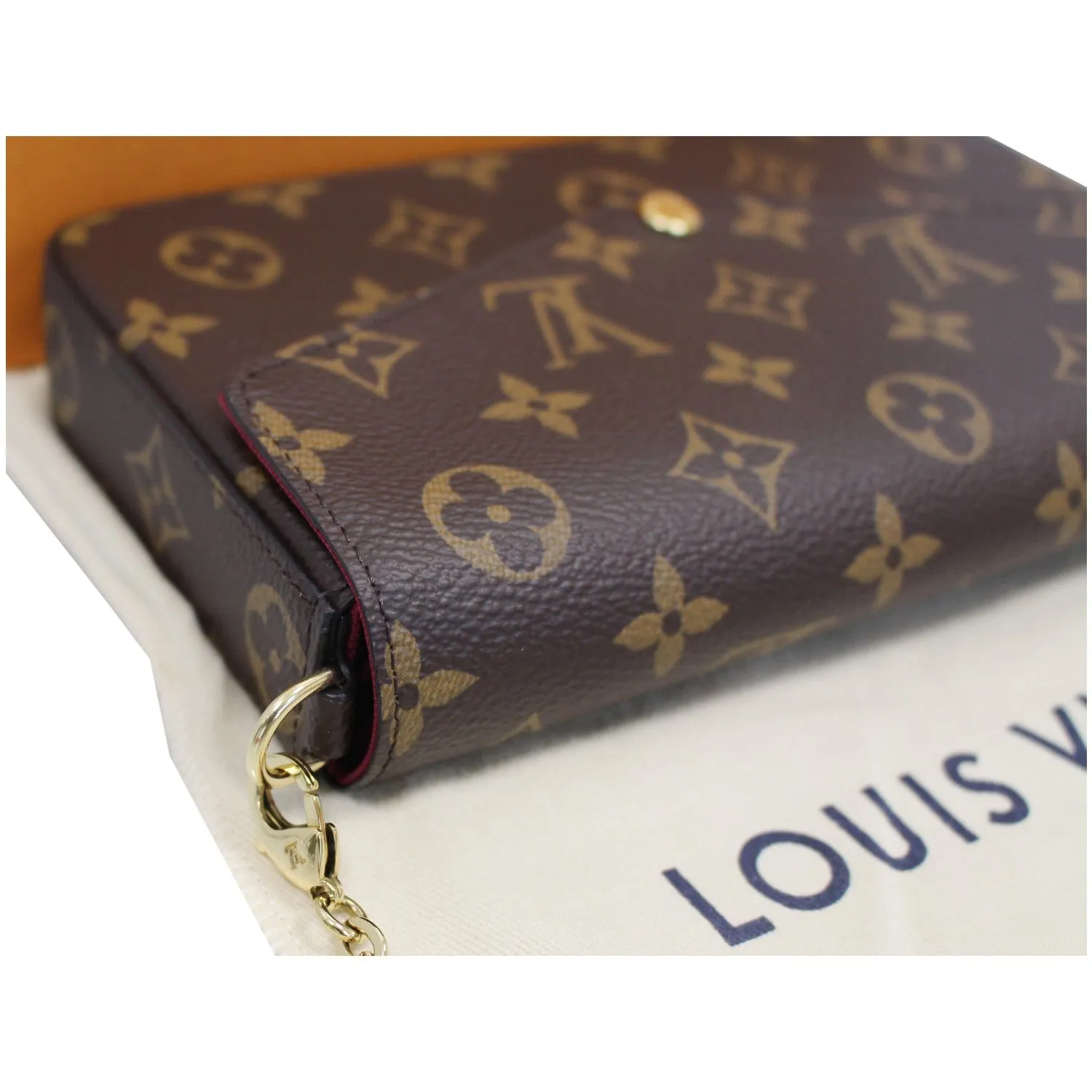 LOUIS VUITTON Pochette Felicie Monogram Canvas Crossbody Bag Brown