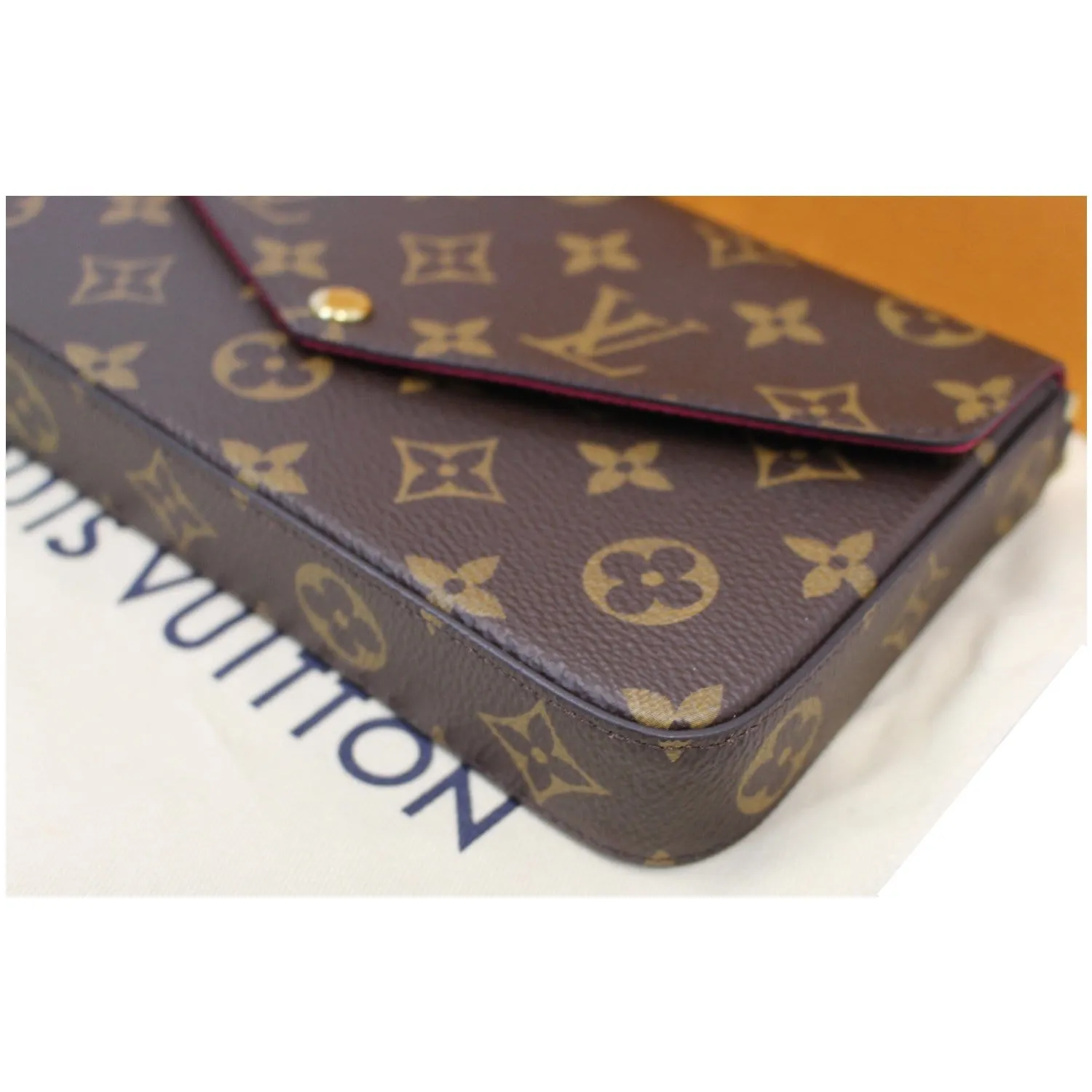 LOUIS VUITTON Pochette Felicie Monogram Canvas Crossbody Bag Brown